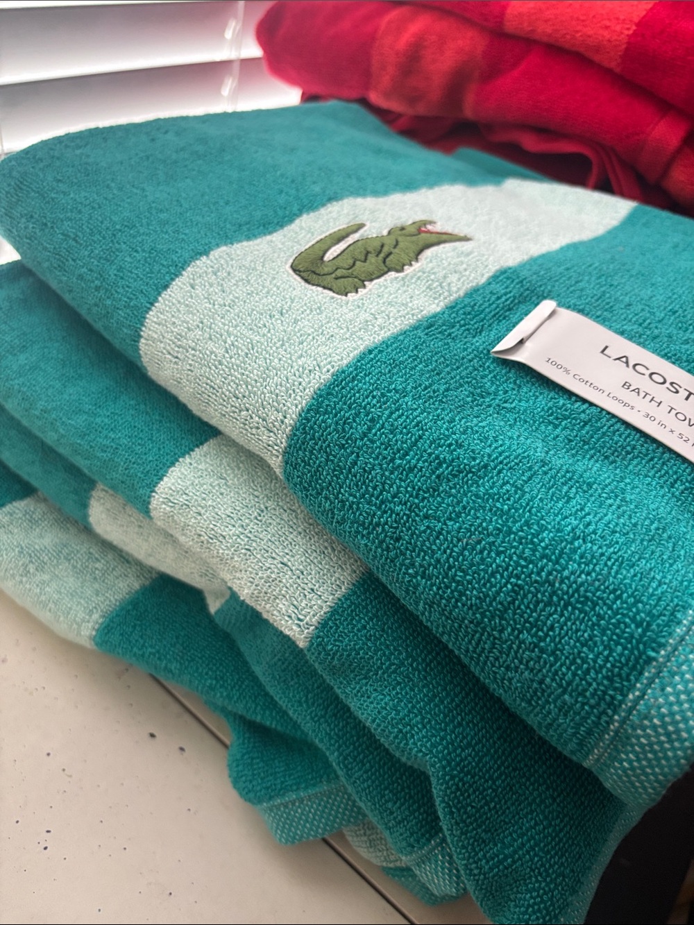 LOT of 4 Lacoste Bath Towel 30x52 green - Picture 4 of 4